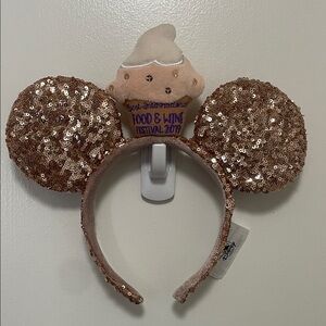 Disney Parks Food and Wine Fest Rose Gold Sequin Minnie Ears Headband